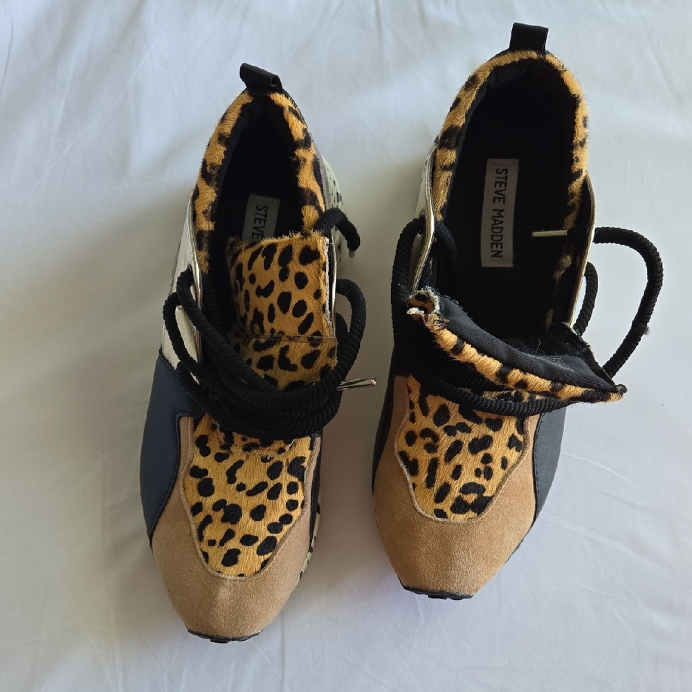 Steve Madden Animal Print Sneakers with Black and Tan